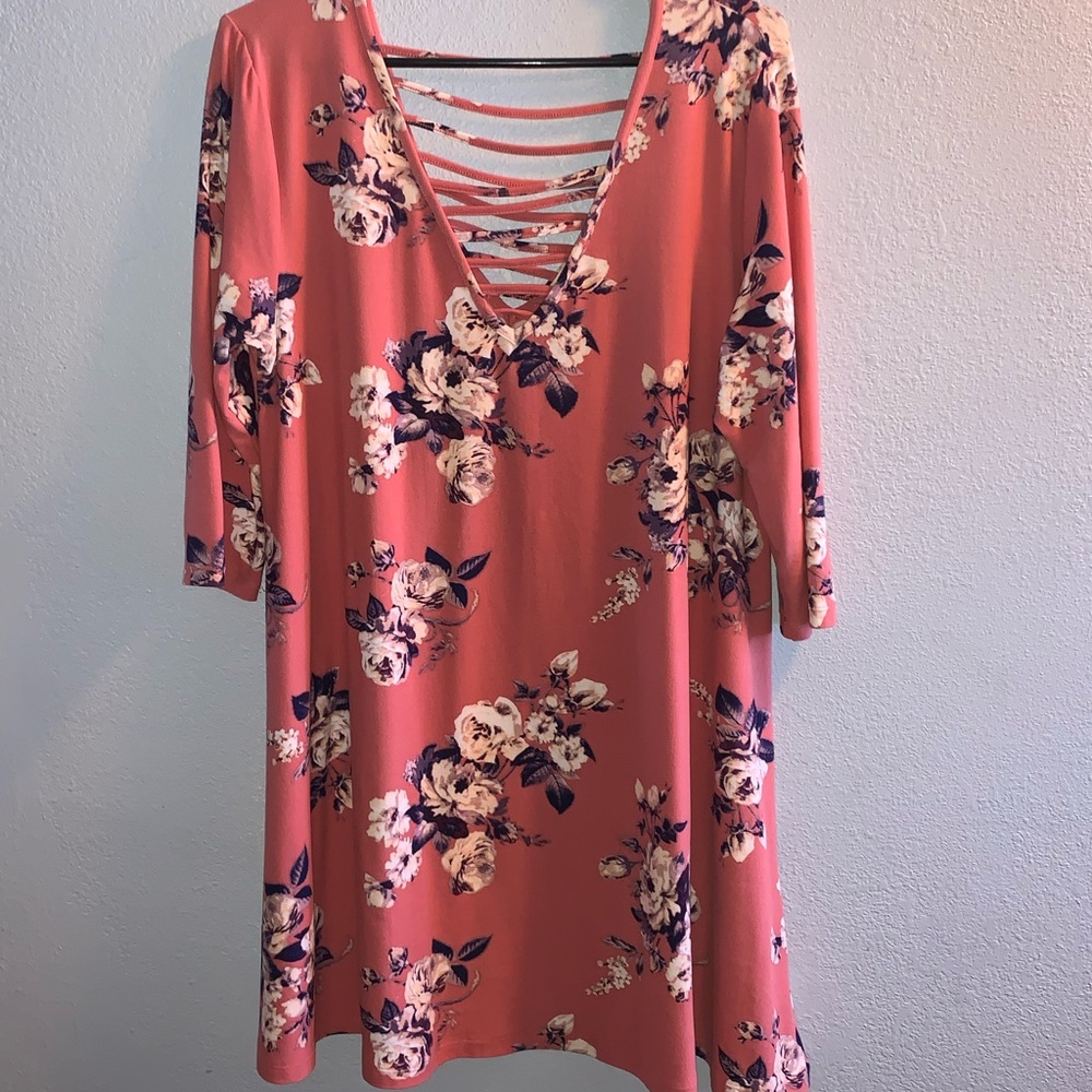 Coral flower maternity dress